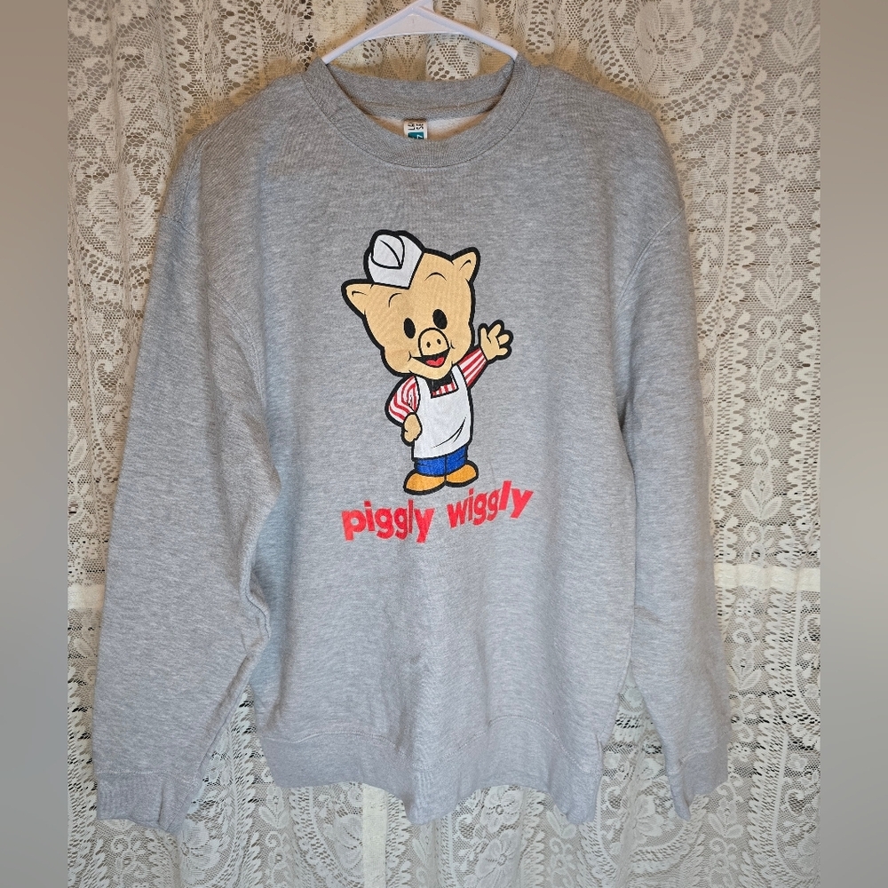 Classic Piggly Wiggly Gray Sweatshirt, Iconic, Large